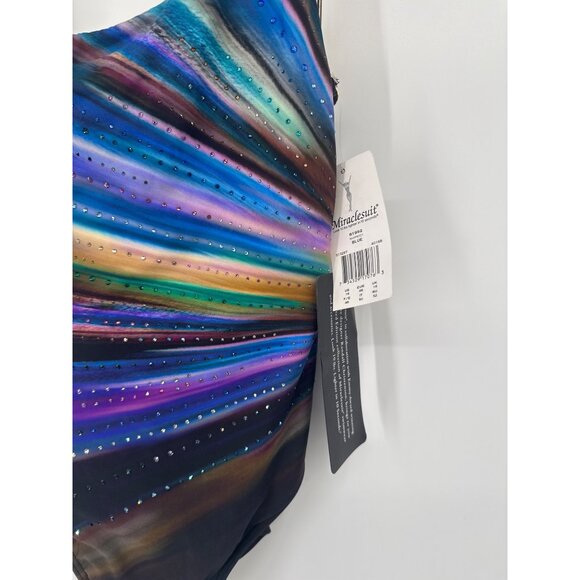 MIRACLESUIT SWIMSUIT & wrap SIZE 16 RANDALL CHRISTENSEN designer rhinestones new - Picture 3 of 7